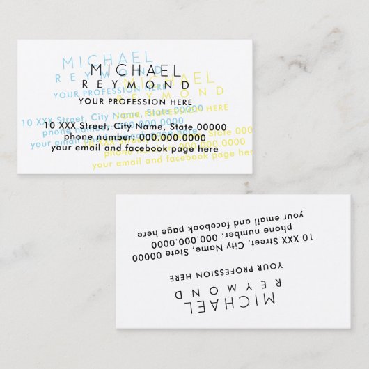 Carte De Visite Simulation d'erreurs d'impression J'écrase en blan (Devant / Derrière)