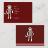 Carte De Visite Singe à queue mignonne sur rouge avec des rayures (Devant / Derrière)