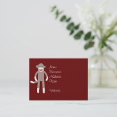 Carte De Visite Singe à queue mignonne sur rouge avec des rayures (Debout devant)