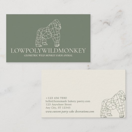 Carte De Visite Singe de Gorille du Petit-Sable Vert (Devant / Derrière)