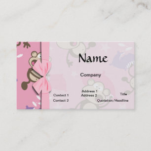 Carte De Visite singes de dessin animé mignons et idiots se battan