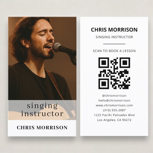 Carte De Visite Singing Instructor QR Code Photo