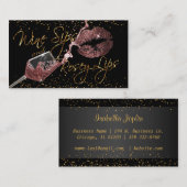 Carte De Visite Sips de vin et lèvres Rosey - Dusty Rose (Devant / Derrière)