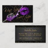 Carte De Visite Sips de vin et lèvres sucrées - violet (Devant / Derrière)