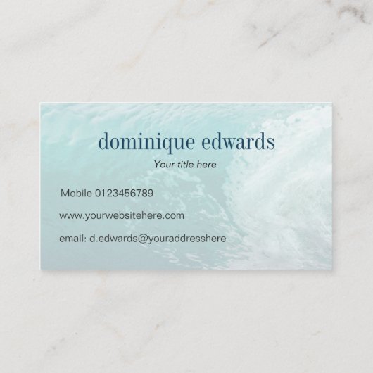 Carte De Visite Sirène Bleu Moderne Monogramme Élégant (Dos)