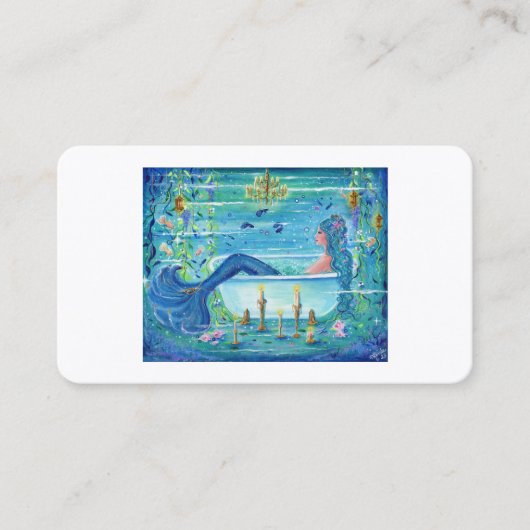 Carte De Visite Sirène dans une baignoire art par Renee Lavoie (Devant)