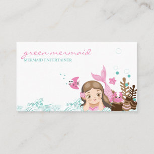 Carte De Visite Sirène Rose de Mer de Dessin Animé