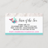 Carte De Visite Sirène sur Ancre Nautique Aquarelle Sable de plage (Dos)