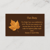 Carte De Visite Sirop d'érable ferme Ambre Jaune foncé Brown Rusti (Dos)