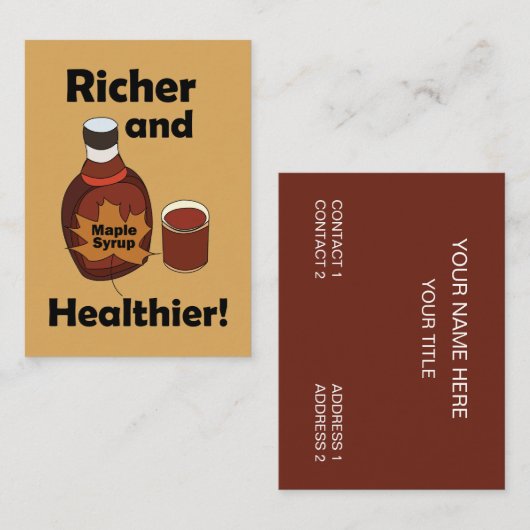 Carte De Visite Sirop d'érable plus riche et ferme plus saine (Devant / Derrière)