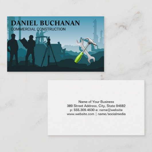 Carte De Visite Site commercial de construction | Constructeur (Devant / Derrière)