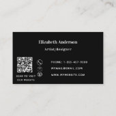 Carte De Visite Site de code QR classique en or noir (Dos)