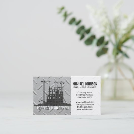Carte De Visite Site de construction | Acier | Entrepreneur (Debout devant)