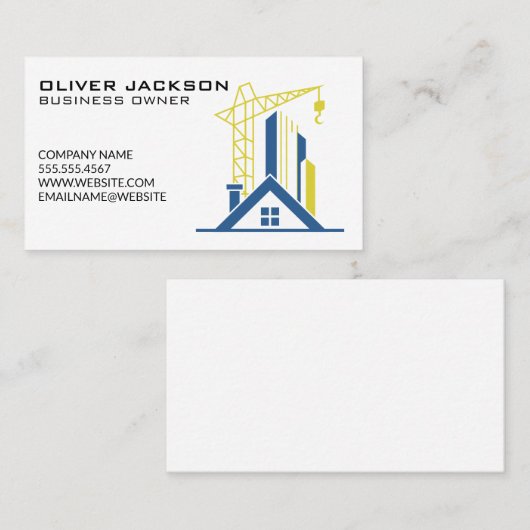 Carte De Visite Site de construction | Bâtiments commerciaux (Devant / Derrière)