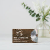 Carte De Visite Site de construction | Bois et scie (Debout devant)