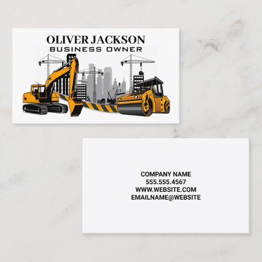Carte De Visite Site de construction et véhicules (Devant / Derrière)