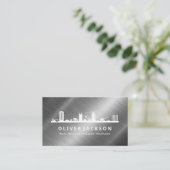 Carte De Visite Site de construction | Lumière métallique (Debout devant)