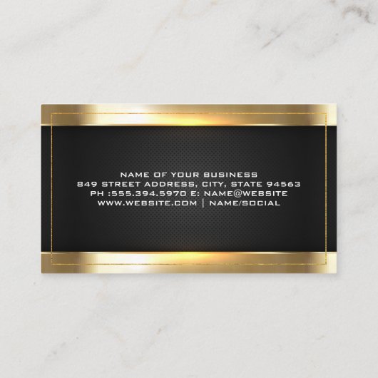 Carte De Visite Site de construction | Maillage or et noir (Dos)