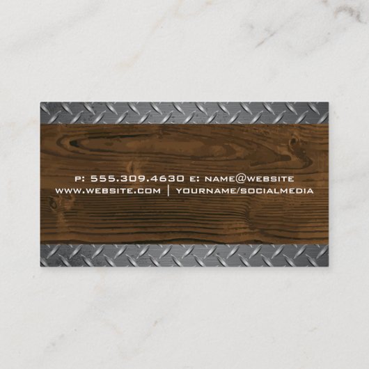 Carte De Visite Site de construction | Métal bois (Dos)