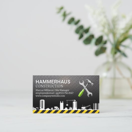 Carte De Visite Site de construction | Outils Builder | Couleur (Debout devant)