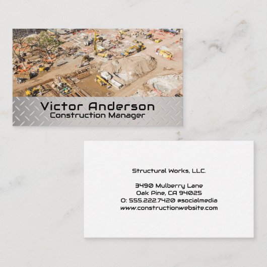 Carte De Visite Site de construction | Responsable de projet (Devant / Derrière)