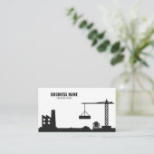 Carte De Visite Site de construction simple blanc et noir Silhouet (Debout devant)