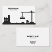 Carte De Visite Site de construction simple blanc et noir Silhouet (Devant / Derrière)