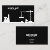 Carte De Visite Site de construction simple noir et blanc Silhouet (Devant / Derrière)