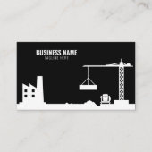 Carte De Visite Site de construction simple noir et blanc Silhouet (Devant)