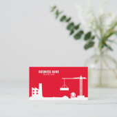 Carte De Visite Site de construction simple rouge et blanc Silhoue (Debout devant)