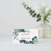 Carte De Visite Site de mariage Tropical Monstera Blue Foliage (Debout devant)
