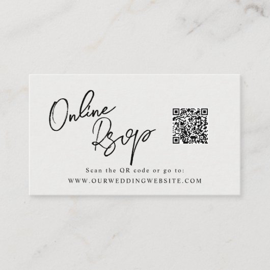 Carte De Visite Site en ligne RSVP QR Code ivoire blanc satin (Devant)