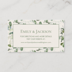 Carte De Visite Site Feuilles de crème Sage Moss Green Mariage