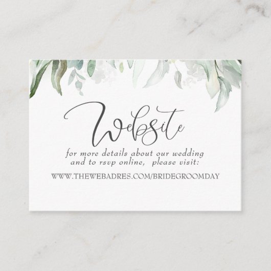 Carte De Visite Site mariage Bohemian Greenery (Devant)