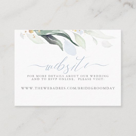 Carte De Visite Site mariage Dusty Blue Greenery (Devant)