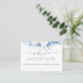 Carte De Visite Site mariage Dusty Blue White Flowers (Debout devant)