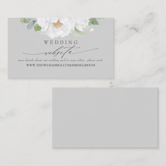 Carte De Visite Site mariage Fleurs blanches (Devant / Derrière)