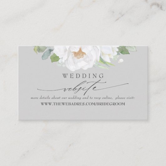 Carte De Visite Site mariage Fleurs blanches (Devant)