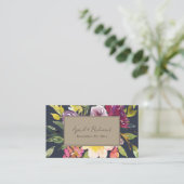 CARTE DE VISITE SITE MARIAGE FLORAL DE KRAFT YELLOW NAVY BURGUNDY (Debout devant)