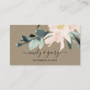 CARTE DE VISITE SITE MARIAGE FLORAL RUSTIQUE BLUSH KRAFT RSVP