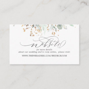 Carte De Visite Site Mariage Gold Feuilles Green