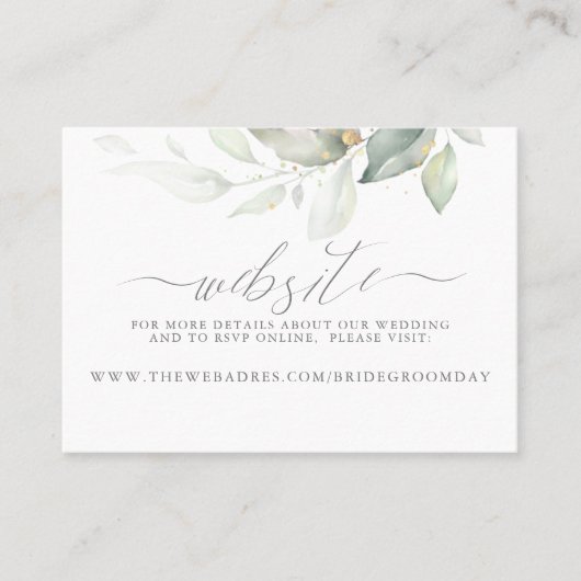 Carte De Visite Site mariage Gold Greenery (Devant)