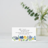 Carte De Visite Site mariage Marine Bleu et Jaune Floral (Debout devant)