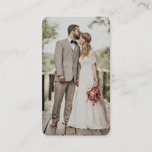 Carte De Visite Site Mariage moderne QR RSVP Photo Enceinte (Dos)