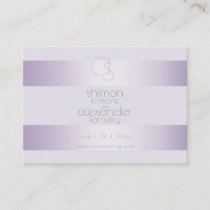 Carte De Visite Site mariage   Monogramme Lilac Shimmer Stripes