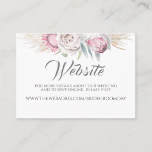 Carte De Visite Site Mariage Pampas Grass Pink Floral exotique