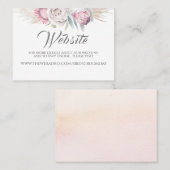 Carte De Visite Site mariage Pampas Grass rose Exotique Floral (Devant / Derrière)