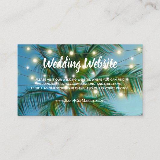 Carte De Visite Site mariage Tropical Beach String Lights Ombre (Devant)