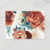 Carte De Visite Site turquoise et Terracotta Floral Mariage (Dos)