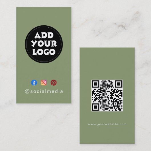 Carte De Visite Site Web de code QR de médias sociaux de logo pers (Devant / Derrière)